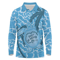 Gulf of Mexico Forever Long Sleeve Polo Shirt Mexican Turtle Blue Version