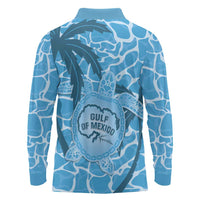 Gulf of Mexico Forever Long Sleeve Polo Shirt Mexican Turtle Blue Version