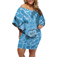 Gulf of Mexico Forever Off Shoulder Short Dress Mexican Turtle Blue Version