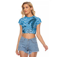 Gulf of Mexico Forever Raglan Cropped T Shirt Mexican Turtle Blue Version