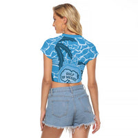 Gulf of Mexico Forever Raglan Cropped T Shirt Mexican Turtle Blue Version