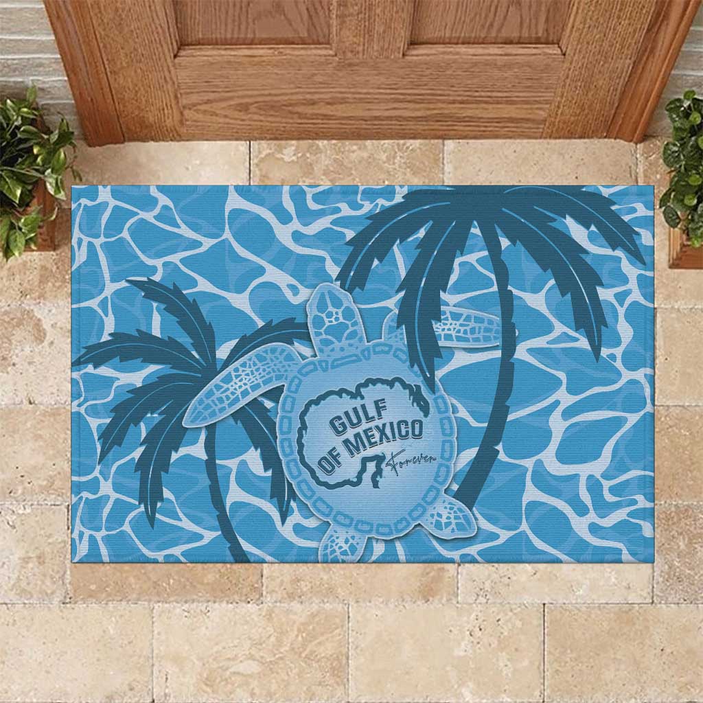 Gulf of Mexico Forever Rubber Doormat Mexican Turtle Blue Version