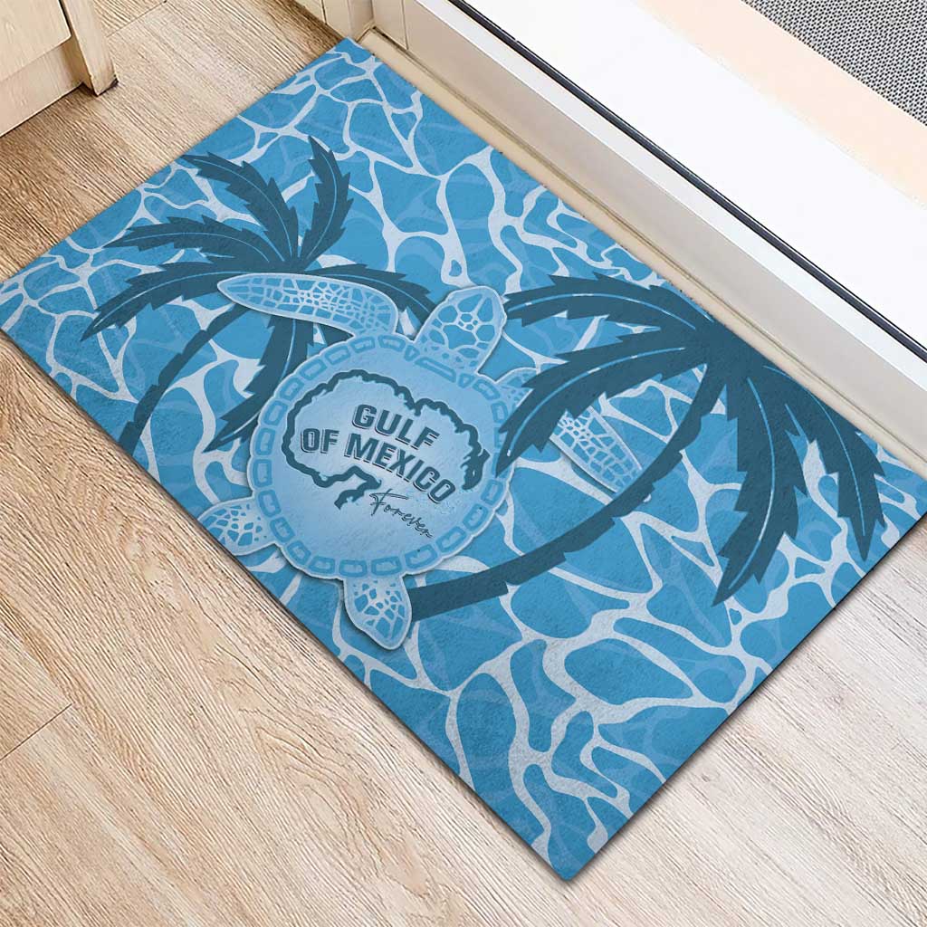 Gulf of Mexico Forever Rubber Doormat Mexican Turtle Blue Version