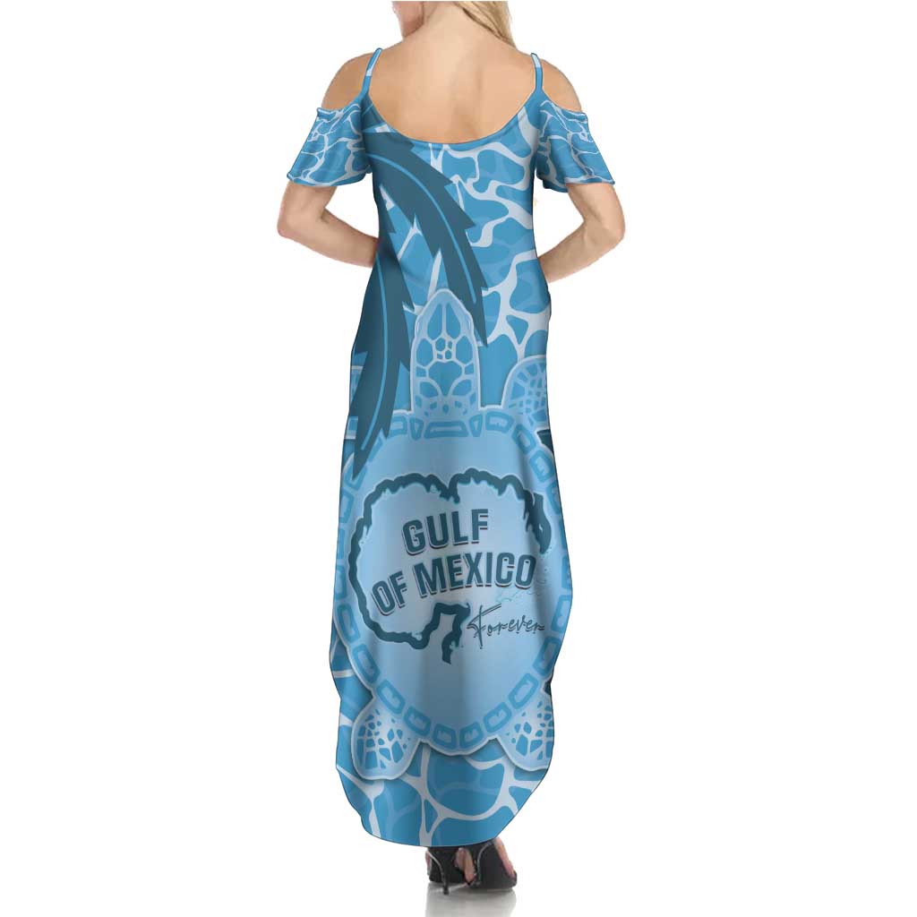 Gulf of Mexico Forever Summer Maxi Dress Mexican Turtle Blue Version