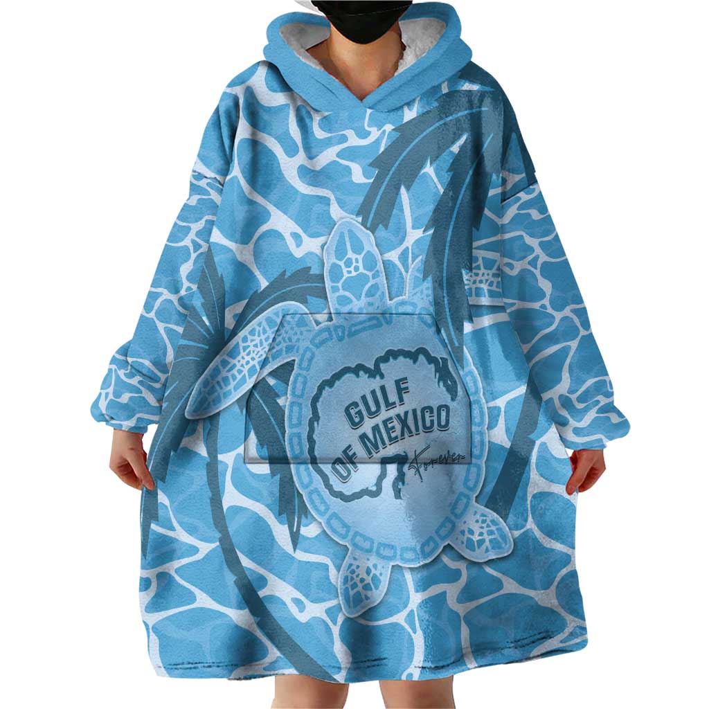 Gulf of Mexico Forever Wearable Blanket Hoodie Mexican Turtle Blue Version