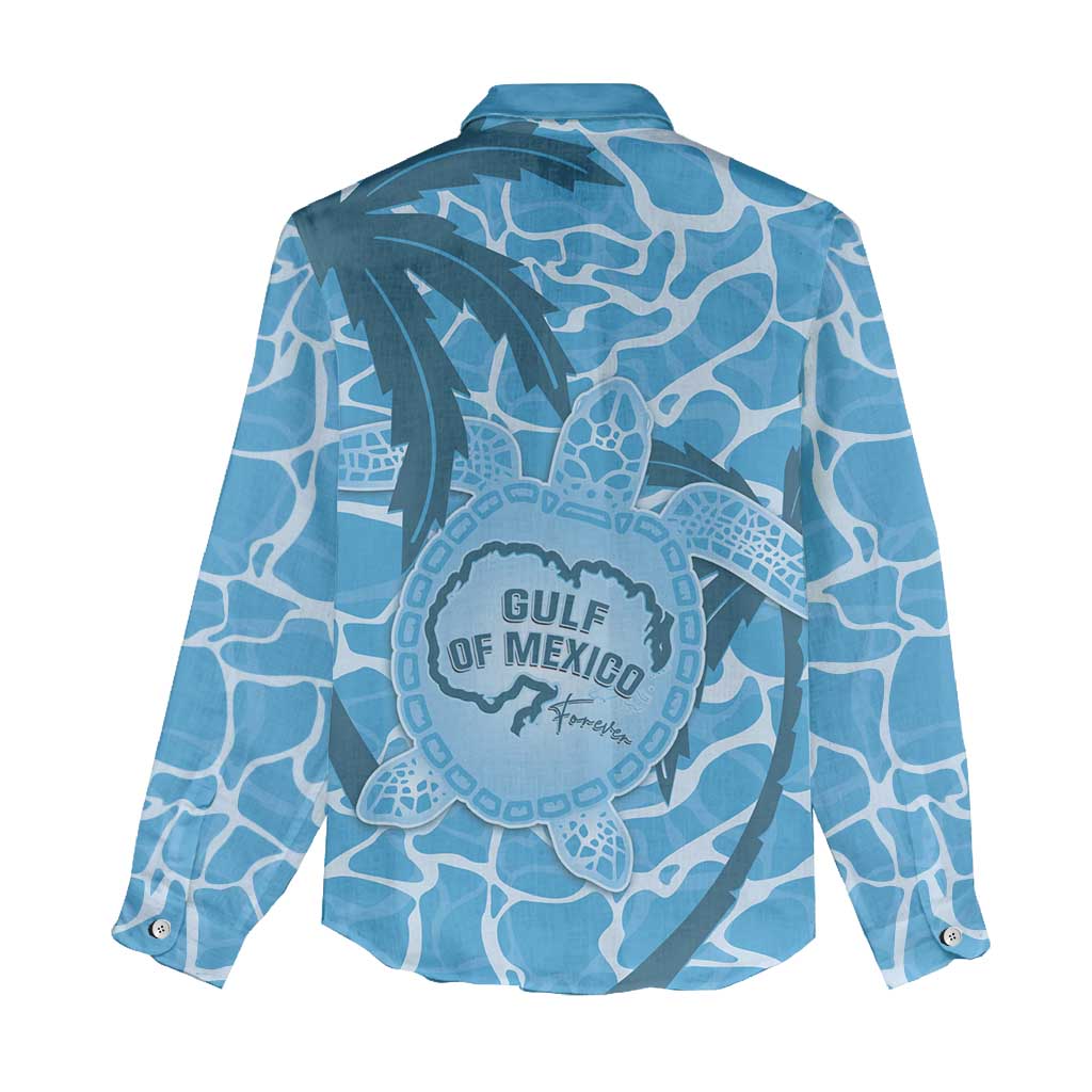 Gulf of Mexico Forever Women Casual Shirt Mexican Turtle Blue Version