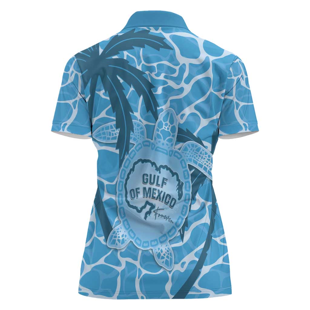 Gulf of Mexico Forever Women Polo Shirt Mexican Turtle Blue Version