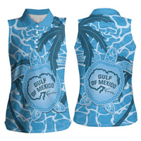 Gulf of Mexico Forever Women Sleeveless Polo Shirt Mexican Turtle Blue Version
