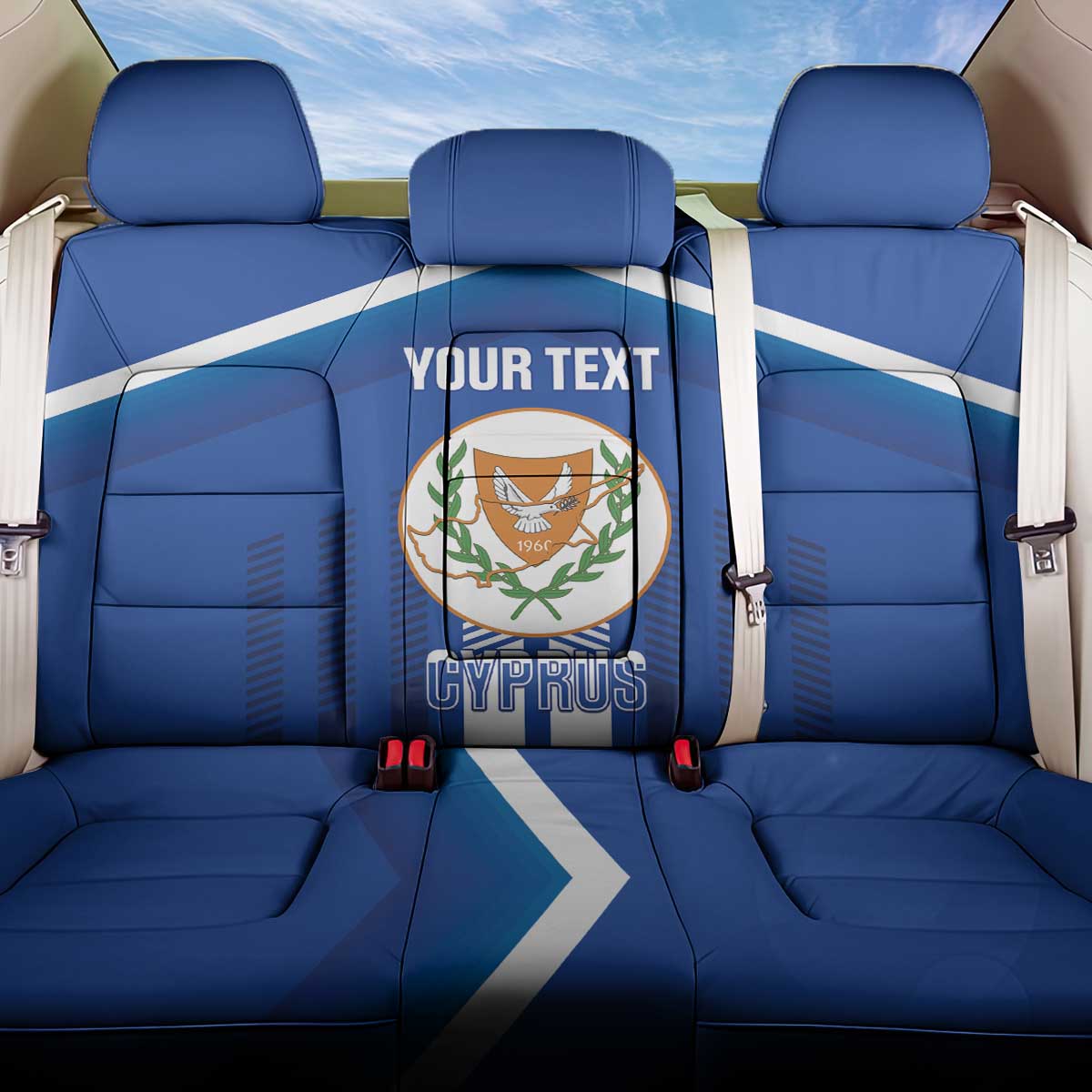 Custom Cyprus Football Back Car Seat Cover Go Champions