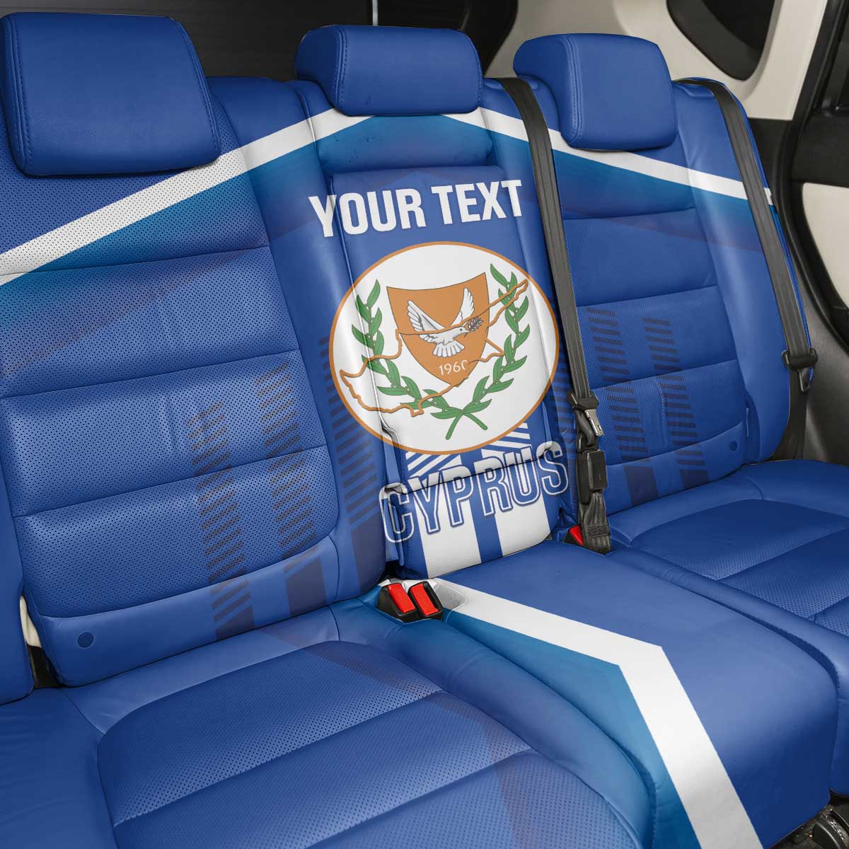 Custom Cyprus Football Back Car Seat Cover Go Champions