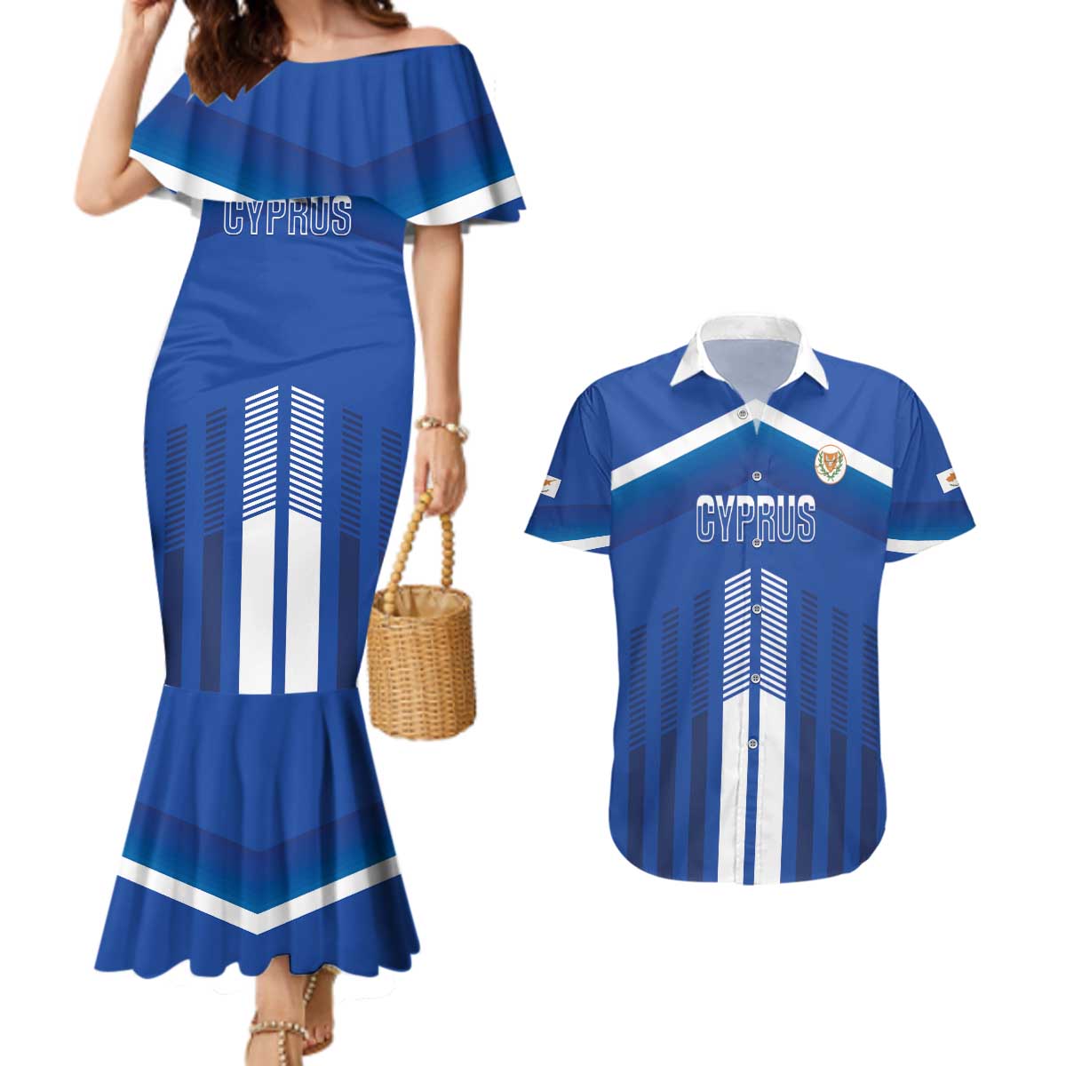Custom Cyprus Football Couples Matching Mermaid Dress and Hawaiian Shirt Go Champions
