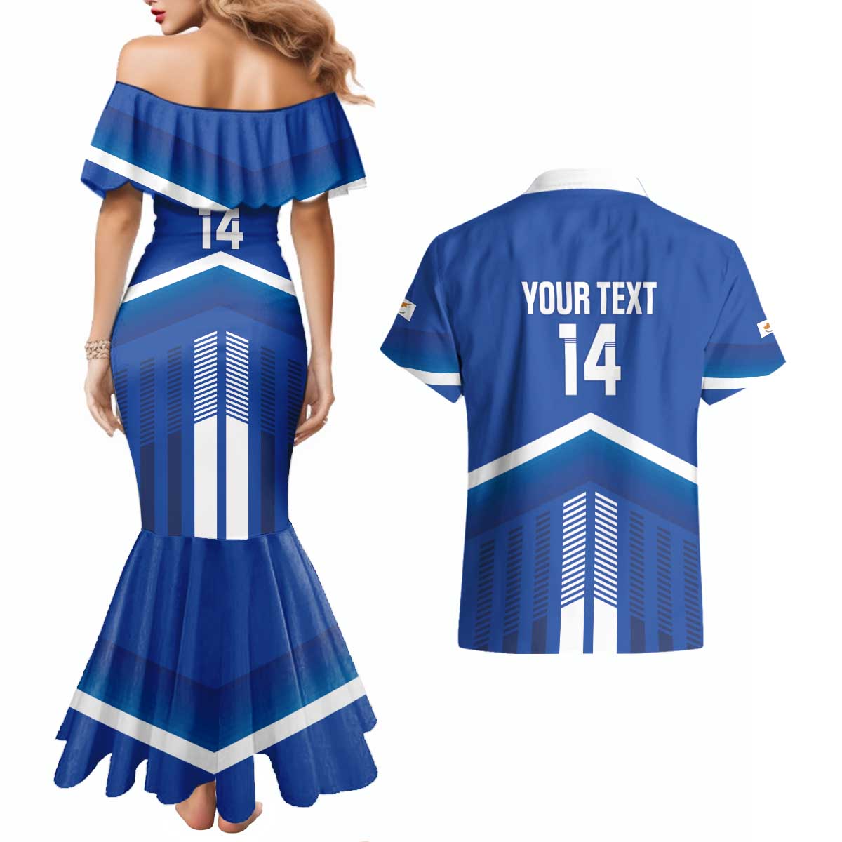 Custom Cyprus Football Couples Matching Mermaid Dress and Hawaiian Shirt Go Champions