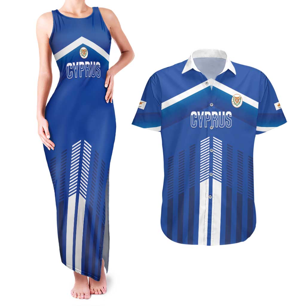 Custom Cyprus Football Couples Matching Tank Maxi Dress and Hawaiian Shirt Go Champions