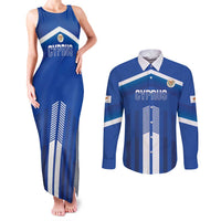 Custom Cyprus Football Couples Matching Tank Maxi Dress and Long Sleeve Button Shirt Go Champions
