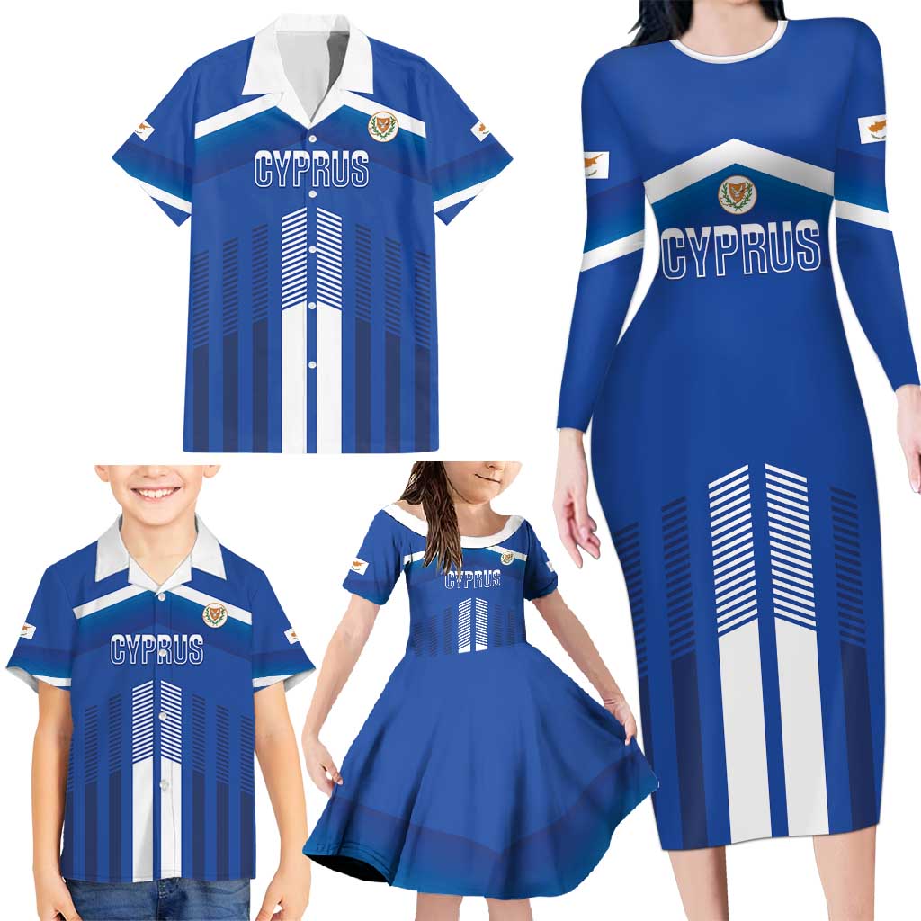 Custom Cyprus Football Family Matching Long Sleeve Bodycon Dress and Hawaiian Shirt Go Champions