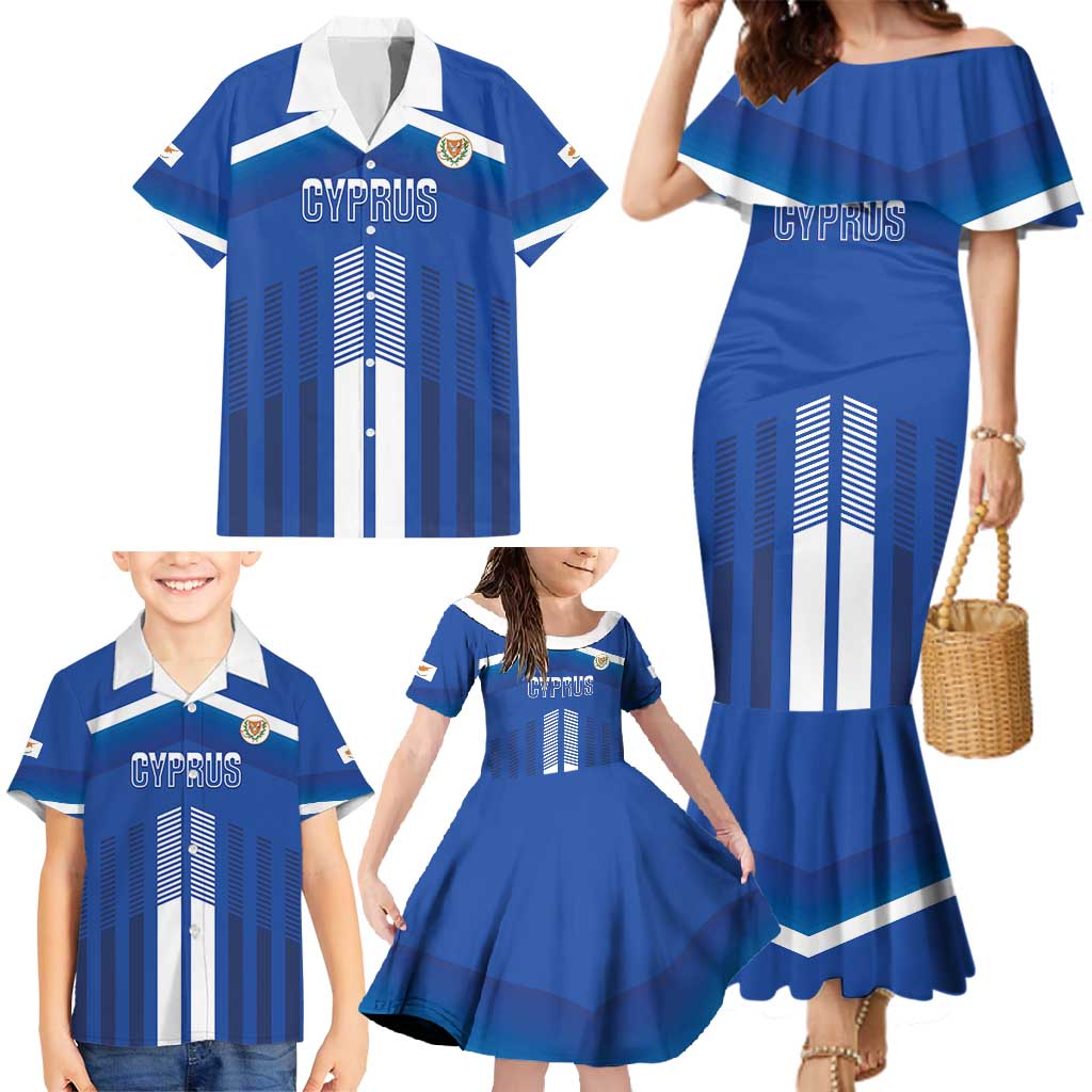 Custom Cyprus Football Family Matching Mermaid Dress and Hawaiian Shirt Go Champions
