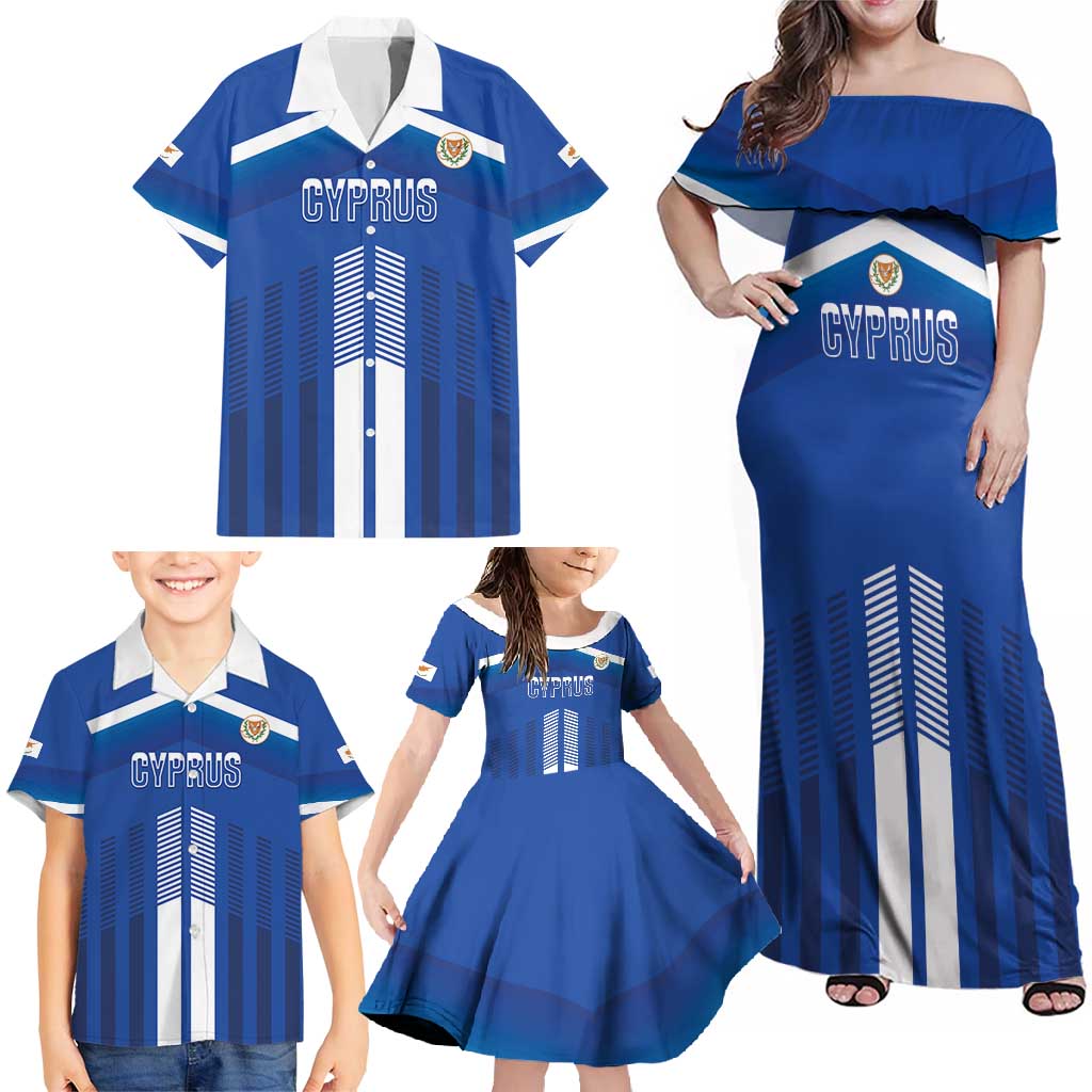Custom Cyprus Football Family Matching Off Shoulder Maxi Dress and Hawaiian Shirt Go Champions