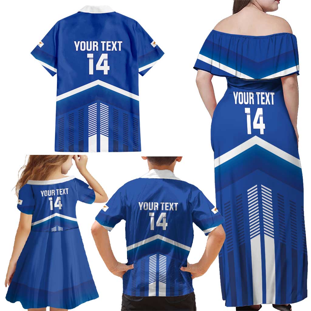 Custom Cyprus Football Family Matching Off Shoulder Maxi Dress and Hawaiian Shirt Go Champions