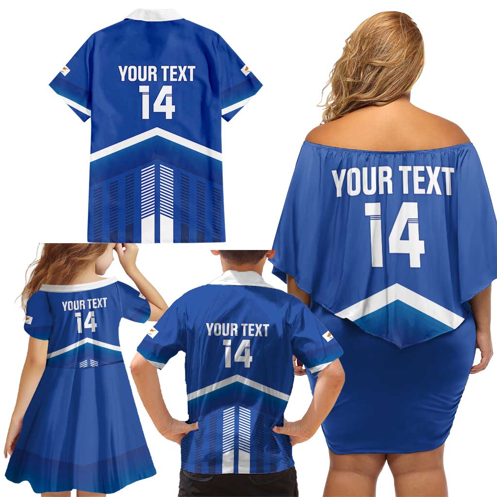 Custom Cyprus Football Family Matching Off Shoulder Short Dress and Hawaiian Shirt Go Champions