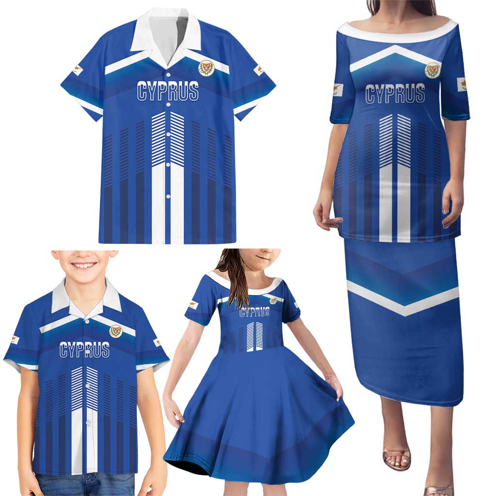Custom Cyprus Football Family Matching Puletasi and Hawaiian Shirt Go Champions