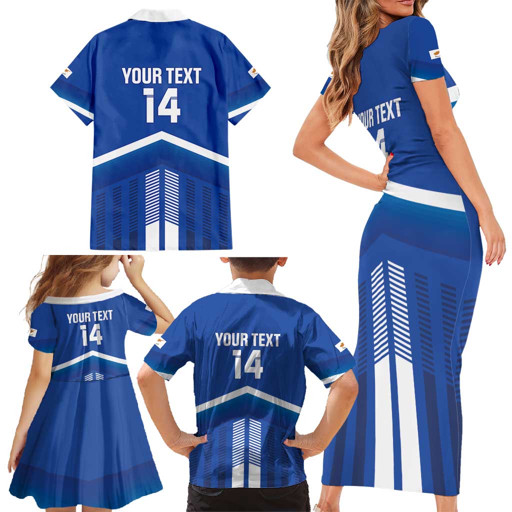 Custom Cyprus Football Family Matching Short Sleeve Bodycon Dress and Hawaiian Shirt Go Champions