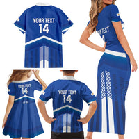 Custom Cyprus Football Family Matching Short Sleeve Bodycon Dress and Hawaiian Shirt Go Champions