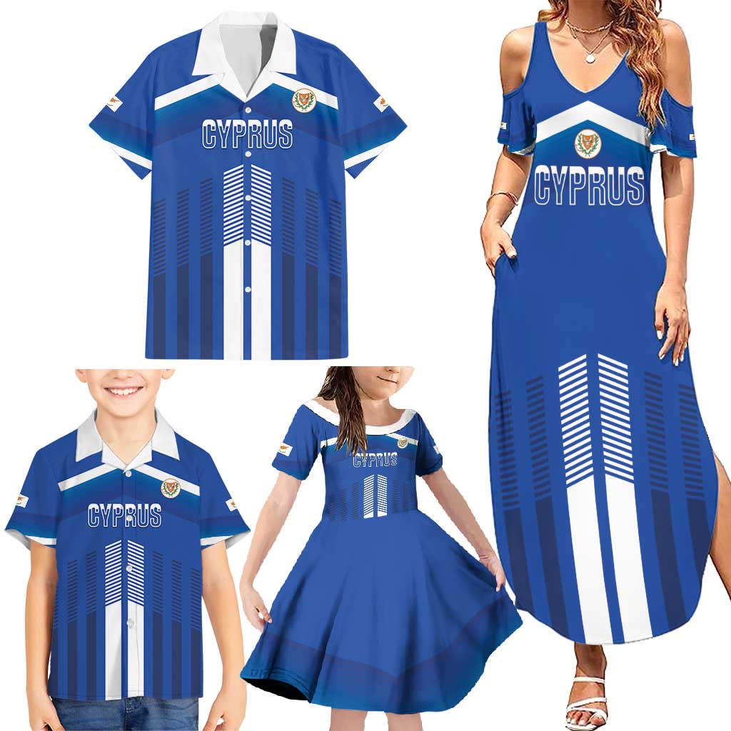 Custom Cyprus Football Family Matching Summer Maxi Dress and Hawaiian Shirt Go Champions