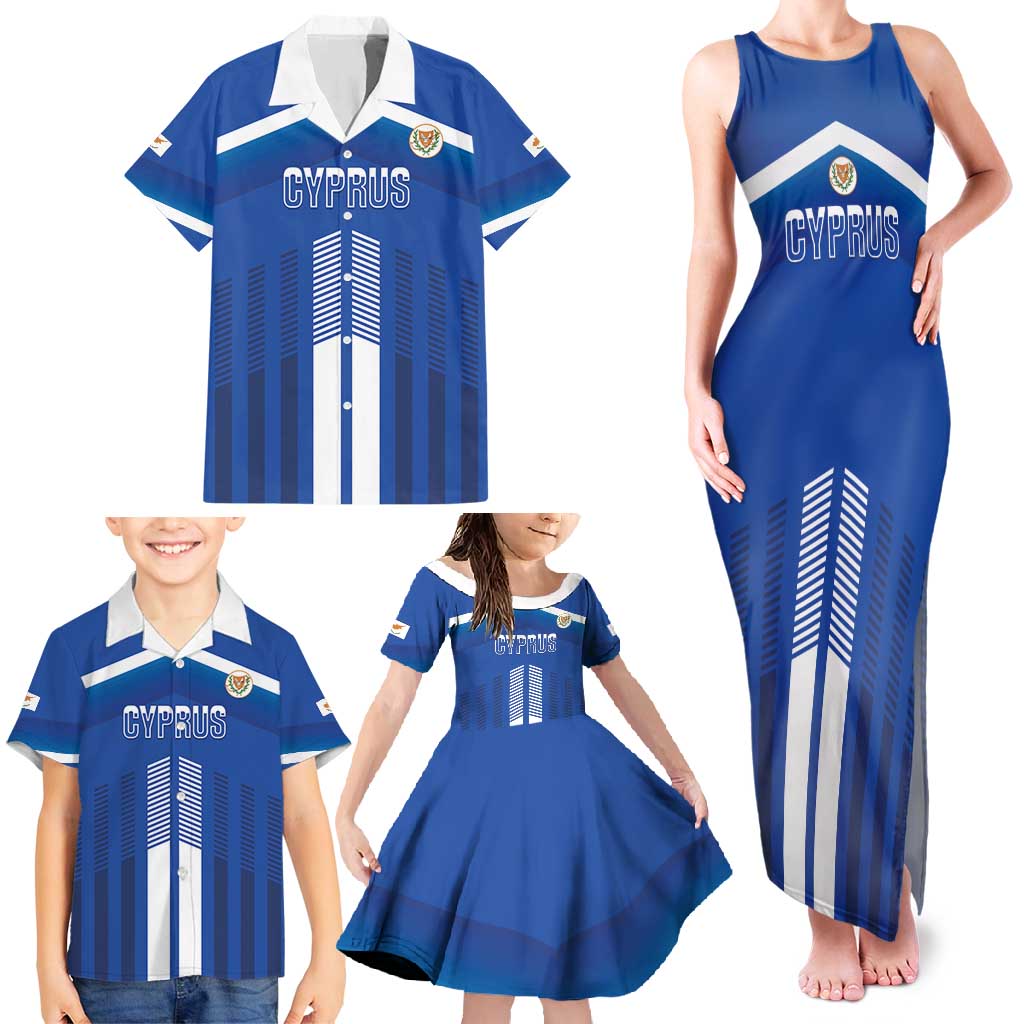 Custom Cyprus Football Family Matching Tank Maxi Dress and Hawaiian Shirt Go Champions
