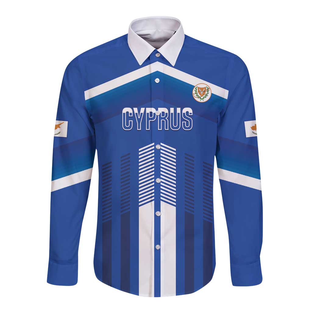 Custom Cyprus Football Long Sleeve Button Shirt Go Champions
