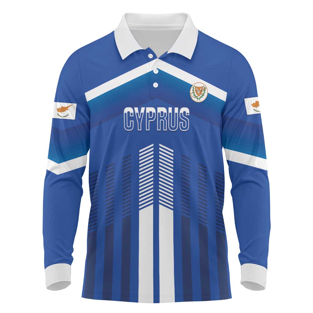 Custom Cyprus Football Long Sleeve Polo Shirt Go Champions