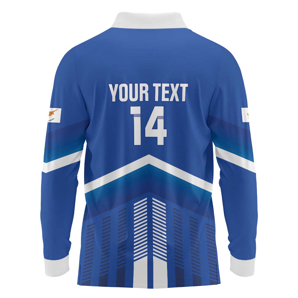 Custom Cyprus Football Long Sleeve Polo Shirt Go Champions