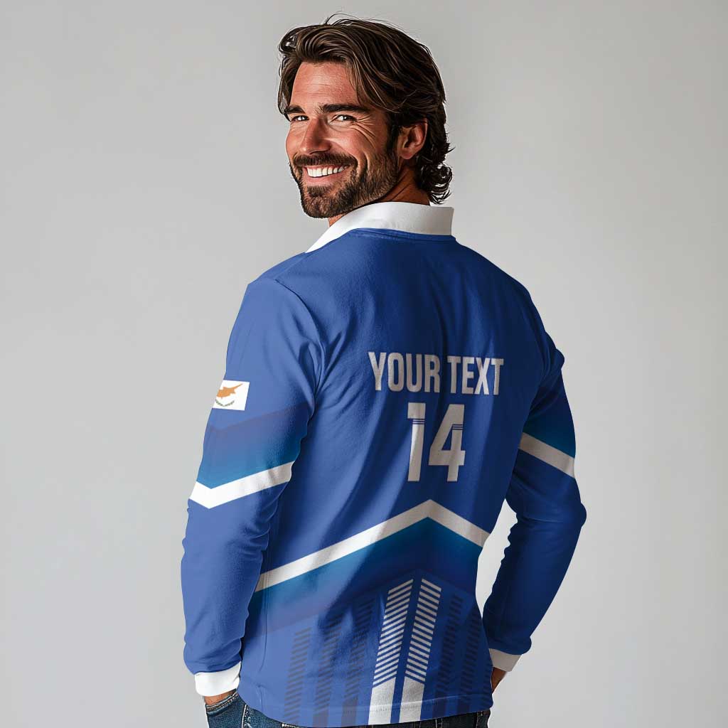 Custom Cyprus Football Long Sleeve Polo Shirt Go Champions