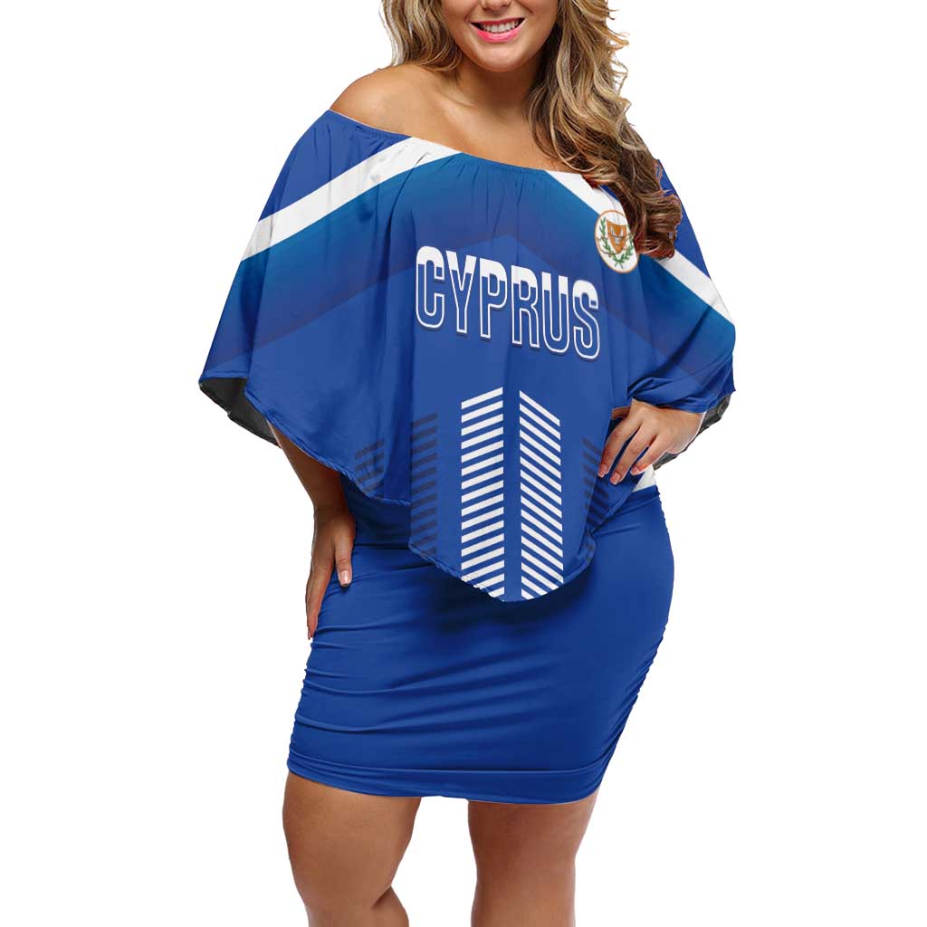 Custom Cyprus Football Off Shoulder Short Dress Go Champions