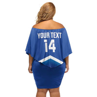 Custom Cyprus Football Off Shoulder Short Dress Go Champions