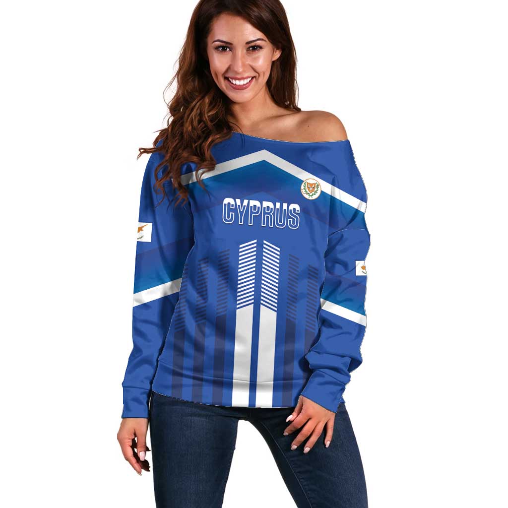 Custom Cyprus Football Off Shoulder Sweater Go Champions