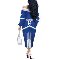 Custom Cyprus Football Off The Shoulder Long Sleeve Dress Go Champions