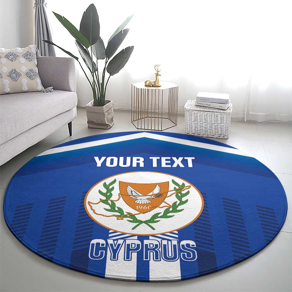 Custom Cyprus Football Round Carpet Go Champions