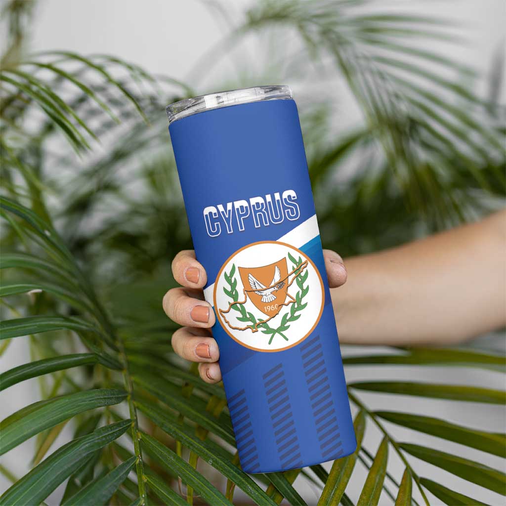 Custom Cyprus Football Skinny Tumbler Go Champions