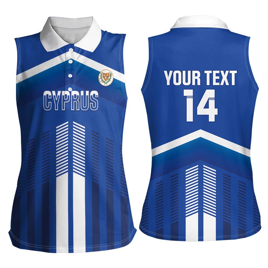 Custom Cyprus Football Women Sleeveless Polo Shirt Go Champions