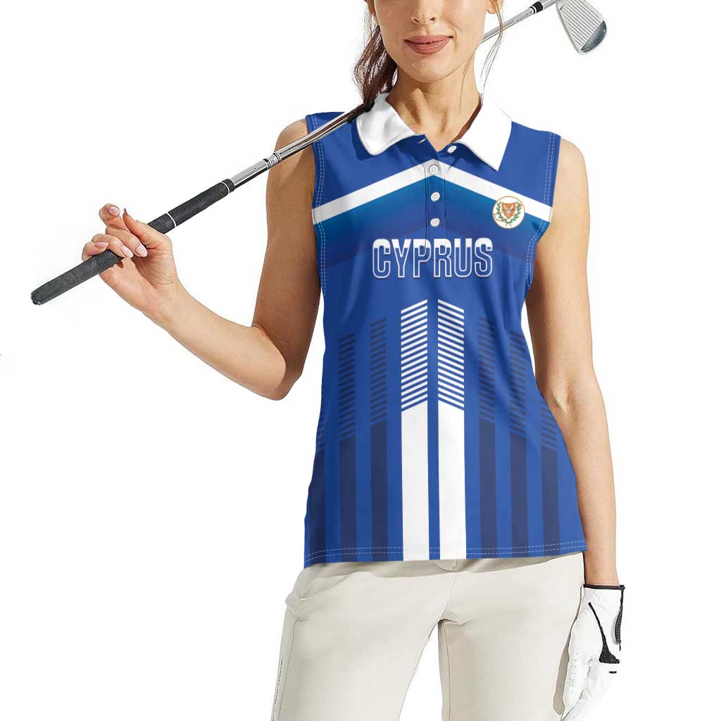 Custom Cyprus Football Women Sleeveless Polo Shirt Go Champions