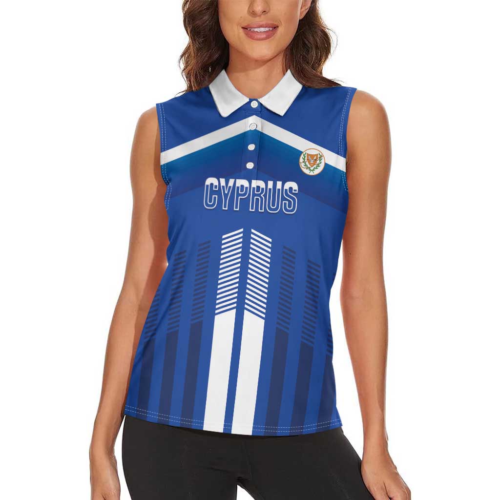 Custom Cyprus Football Women Sleeveless Polo Shirt Go Champions