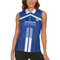 Custom Cyprus Football Women Sleeveless Polo Shirt Go Champions