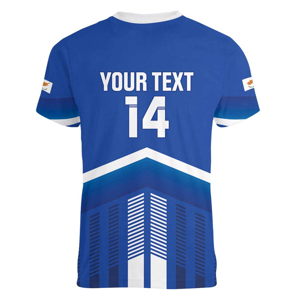 Custom Cyprus Football Women V-Neck T-Shirt Go Champions