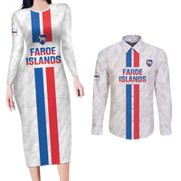 Custom Faroe Islands Football Couples Matching Long Sleeve Bodycon Dress and Long Sleeve Button Shirt Come On National Team