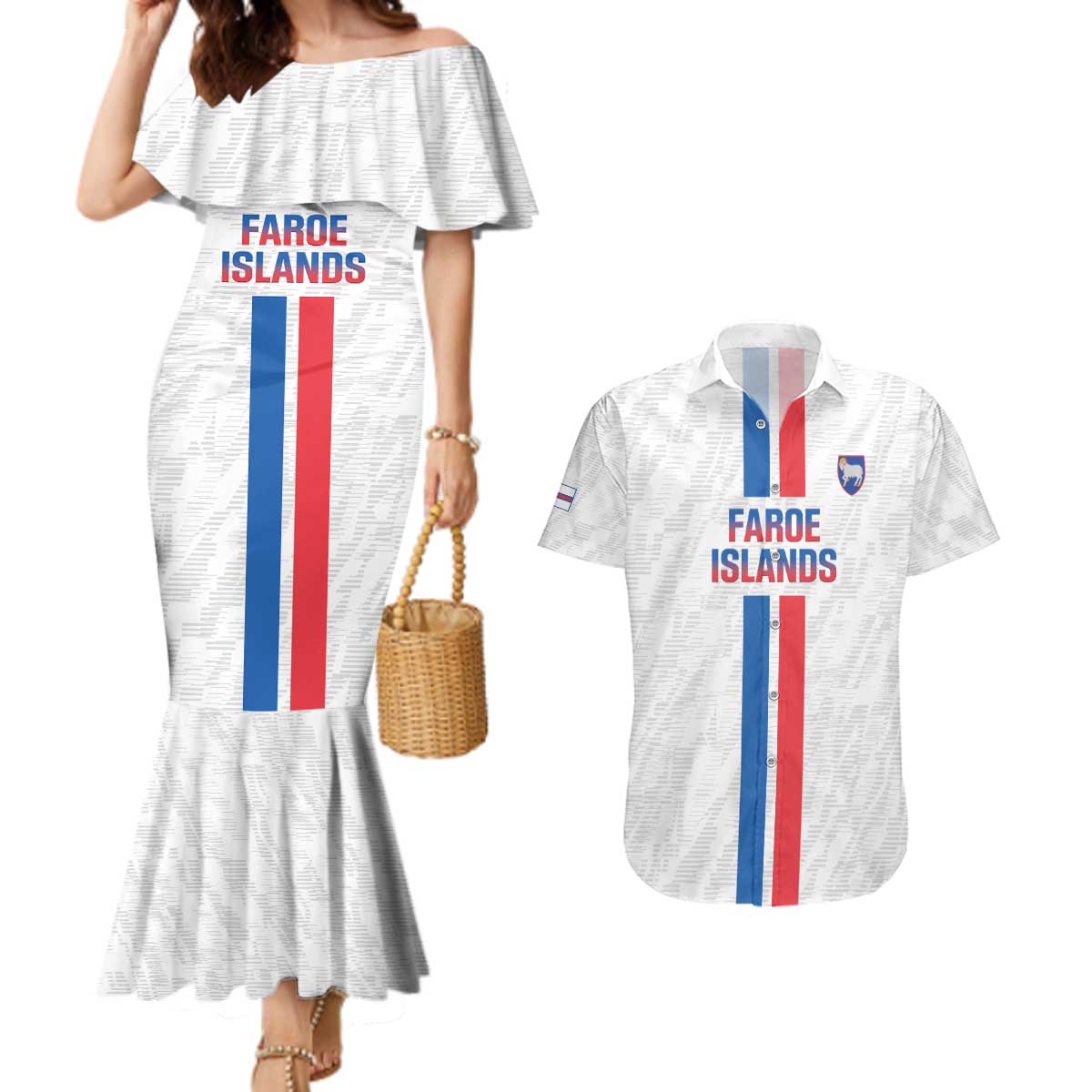 Custom Faroe Islands Football Couples Matching Mermaid Dress and Hawaiian Shirt Come On National Team
