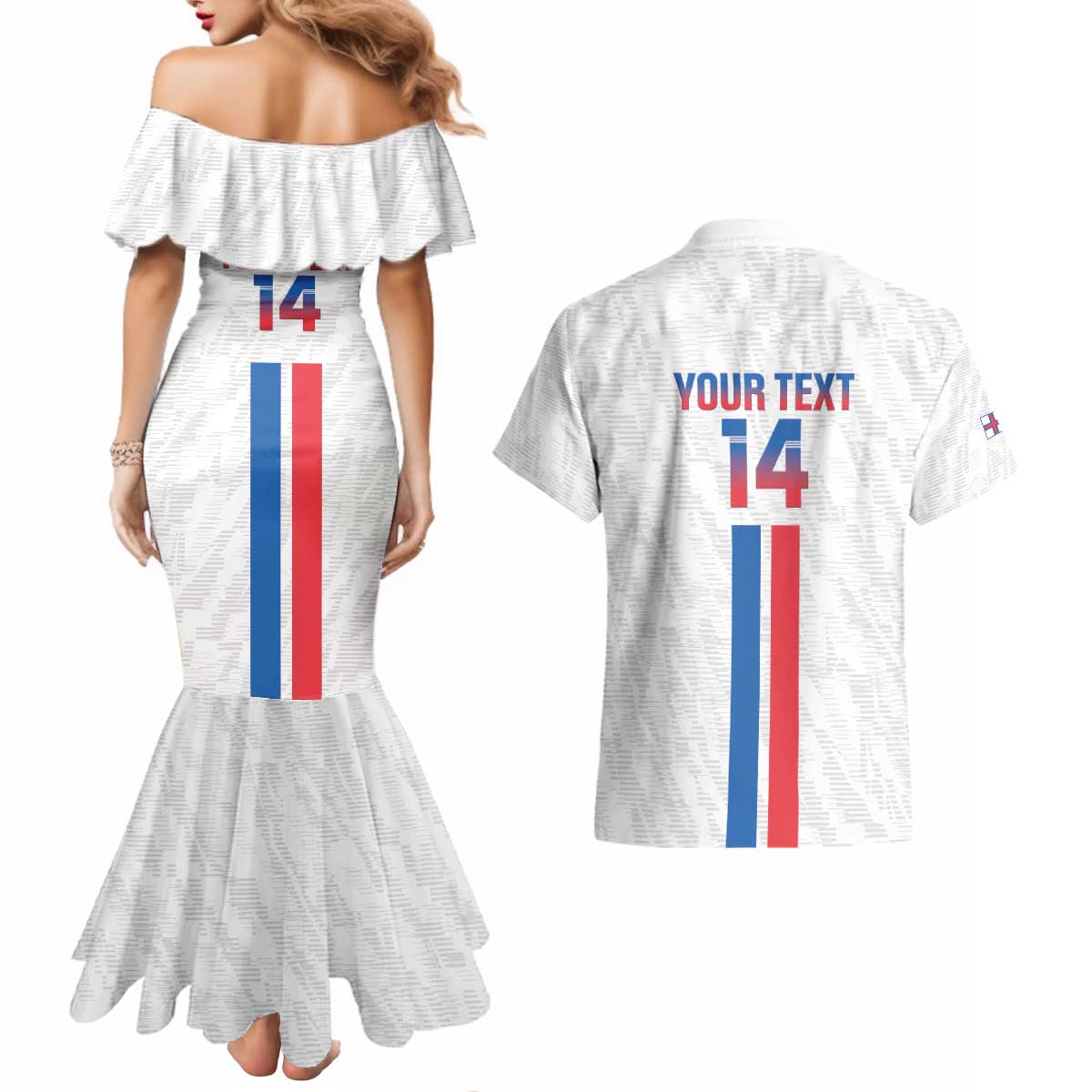 Custom Faroe Islands Football Couples Matching Mermaid Dress and Hawaiian Shirt Come On National Team