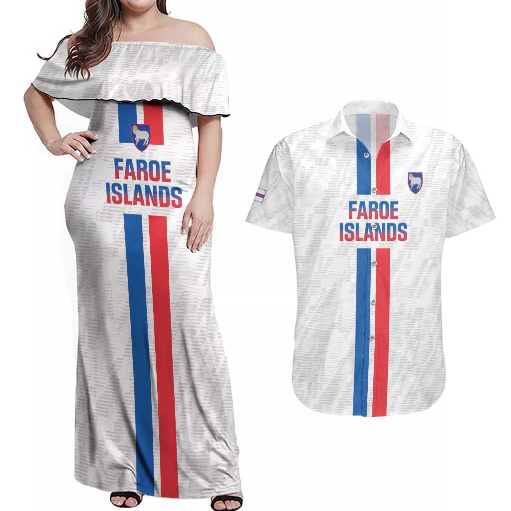 Custom Faroe Islands Football Couples Matching Off Shoulder Maxi Dress and Hawaiian Shirt Come On National Team