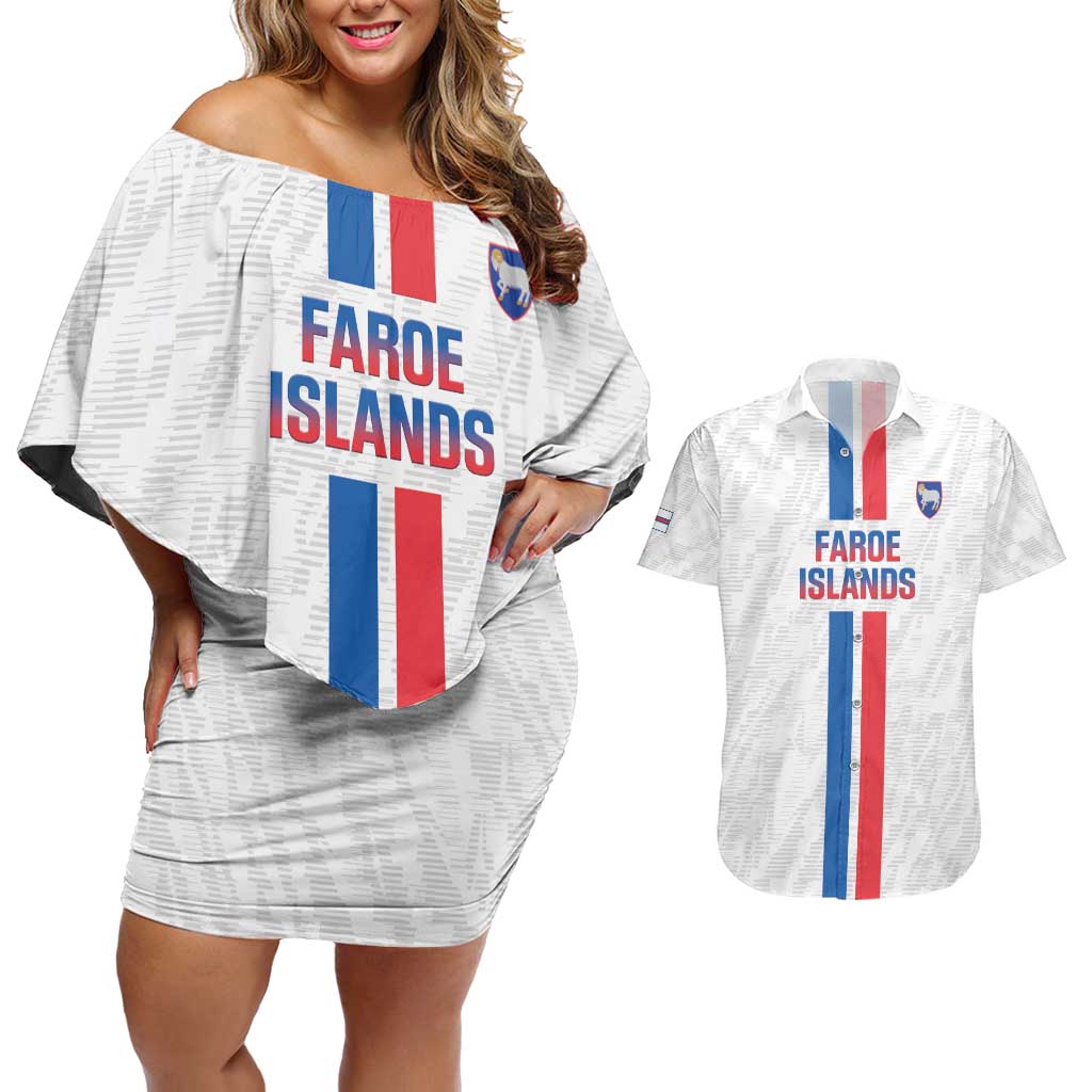 Custom Faroe Islands Football Couples Matching Off Shoulder Short Dress and Hawaiian Shirt Come On National Team