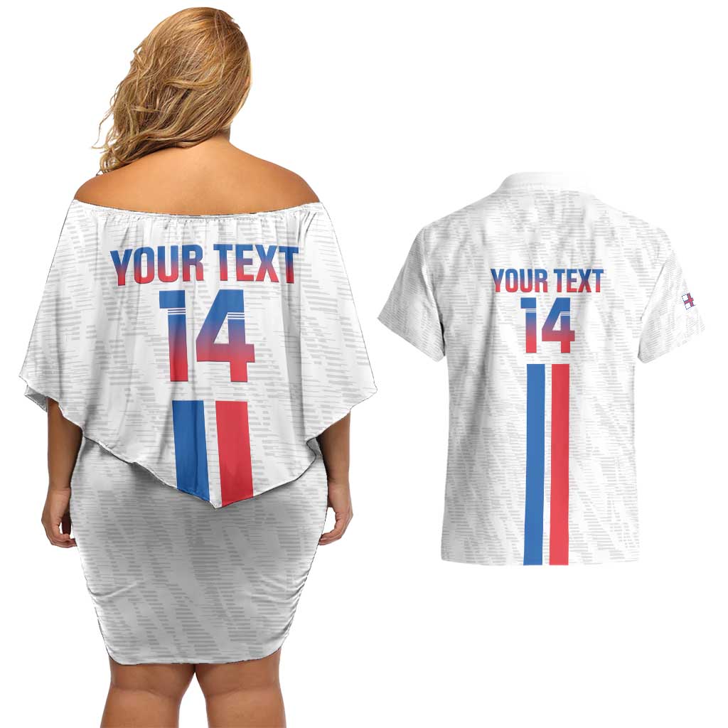 Custom Faroe Islands Football Couples Matching Off Shoulder Short Dress and Hawaiian Shirt Come On National Team