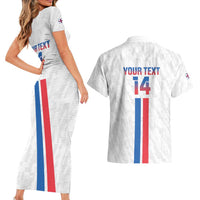 Custom Faroe Islands Football Couples Matching Short Sleeve Bodycon Dress and Hawaiian Shirt Come On National Team